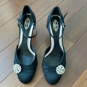 Lulu Guinness - Satin Ankle Strap D’Orsay Pumps